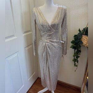 Betsy & Adam Sequin Long Sleeve Dress size 2